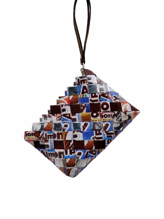 Nahui Ollin Handbags - Nahui Ollin Recycled Candy Wrapper Wristlet Bag Eco Upcycled Chocolate Clutch